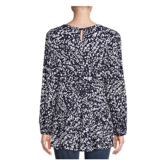 NWT Time and Tru Women's Tiered Blue White Spring Feminine Flowy Top SZ Small - Picture 5 of 6